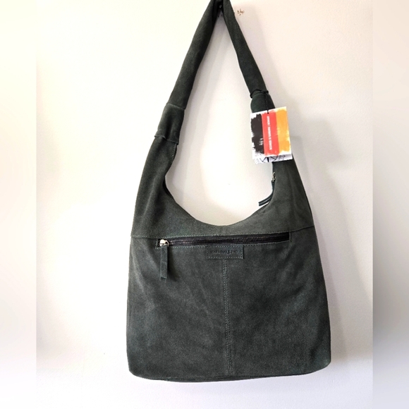 HARBOUR 2nd New With Tags Suede Shoulder Bag - Dark Green - Picture 1 of 13